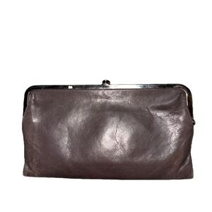 HOBO International Lauren Double‎ Kill-lock Wallet Gray Silver Leather